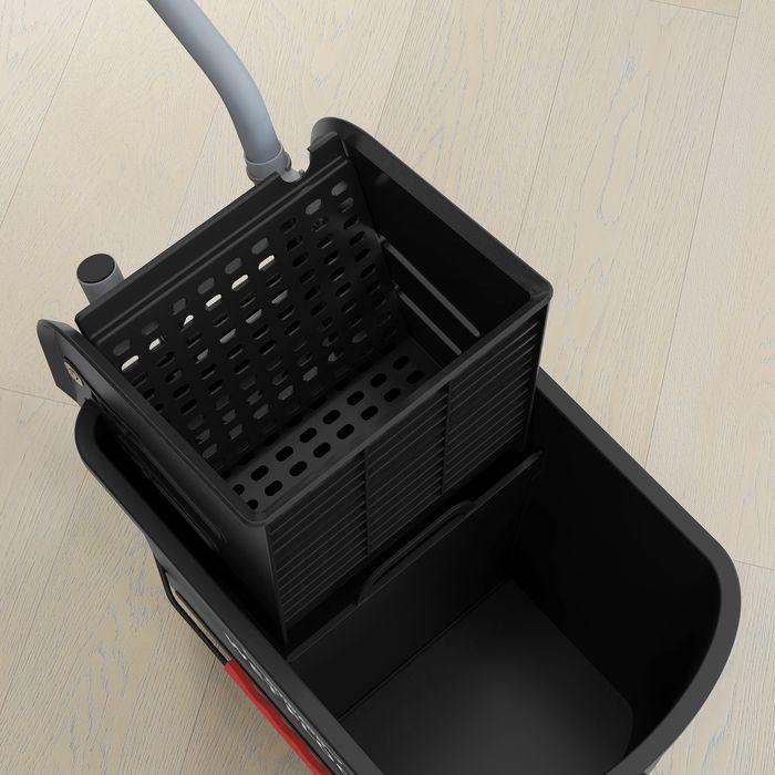 Produktbild Swisshandel24 Putzwagen Fahreimer Putzeimer 20 Liter Wischwagen mit Presse 2 Kammern Schwarz (1 Stk.)