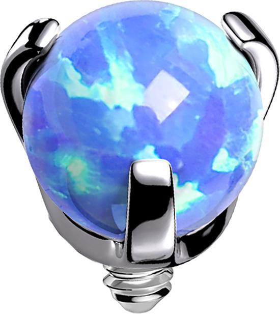 Star Piercing Dermal Anchor silber Kugel Opal blau gefasst (Titan G23, ohne Messing)