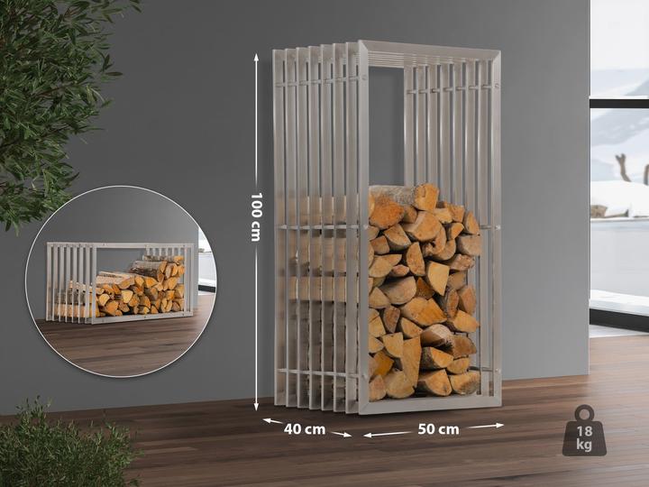 Immagine prodotto CLP Porta legna Irving 40x50x100, acciaio inox (40 x 50 x 100 cm)