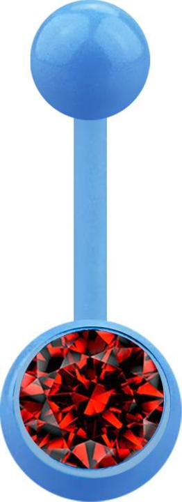 Produktbild Star Piercing Banane hellblau mit Kugel und Kugel Kristall rot (Acryl, ohne Messing)