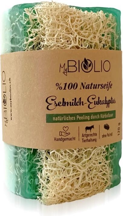 MyBiolio Naturseife Eselmilch-Eukalyptus mit Kürbisfaser (Hartseife)