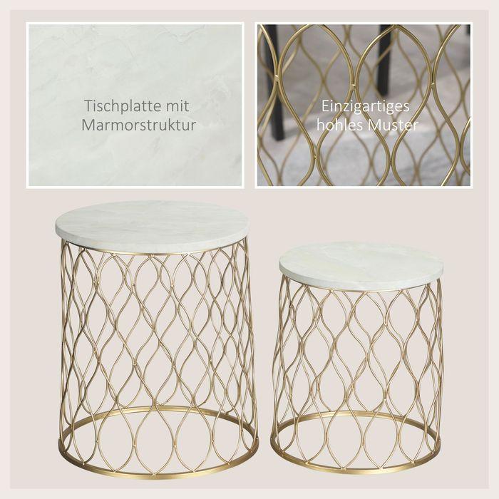 Produktbild Swisshandel24 2er-Set Gartentisch Beistelltische Couchtische Retro Drahtkorb Metallkorb Garten Satztisch Gartenmöb (41 x 46 cm)