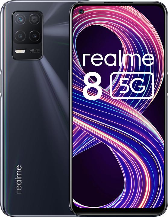 realme 8 5G (128 Go, Noir Supersonique, 6.50", Double SIM + SD, 48 Mpx, 5G)