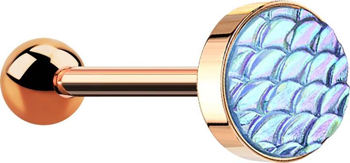 Immagine prodotto Star Piercing Barbell rosegold mit Fischschuppen aqua (Acciaio chirurgico 316L)