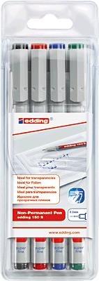 Image du produit Edding Stylo à bille 150 S Largeur de trait : 0,3 mm Couleur d'écriture : rouge, bleu, vert, noir (Vert, Bleu, Noir, Rouge, 0.30 mm, 4 x)