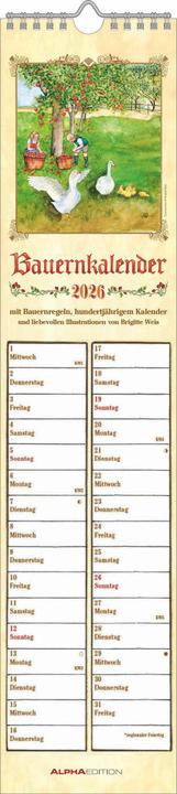 Immagine prodotto Alpha Edition Streifenplaner Bauernkalender 2026 - Streifen-Kalender 11,3x49x5 cm - mit 100-jährigem Kalender und (Tedesco)
