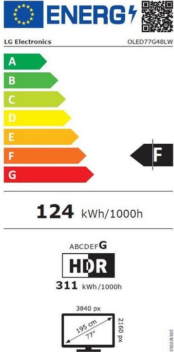Energy Label LG OLED77G48LW (77", G4, OLED, 4K, 2024)