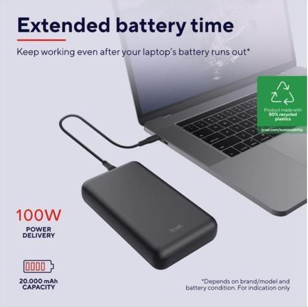 Actual product image Trust Laro 100w Laptop Powerbank (20000 mAh, 100 W, 100 Wh)