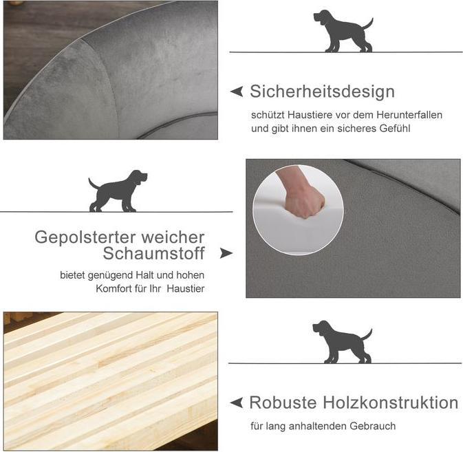 Immagine prodotto Swisshandel24 Divano per animali domestici divano per cani con gamba in velluto olandese in schiuma di betulla (Gatto, Cane)
