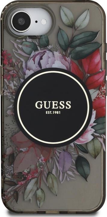 Image du produit Guess Case IML Flowers MagSafe for iPhone 16e black (Apple iPhone 16e)