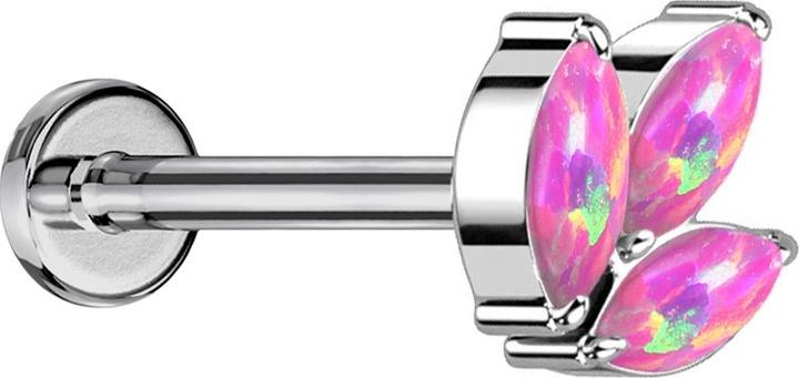 Produktbild Star Piercing Micro Threadless Labret silber drei Oval Opale pink (Titan G23, ohne Messing)