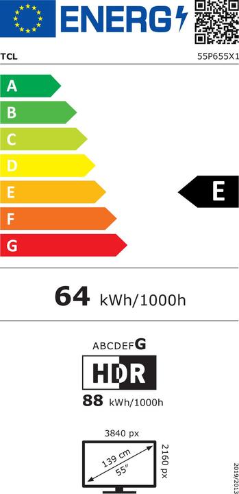 Label énergétique TCL 55P655 (55", LCD, 4K, 2024)
