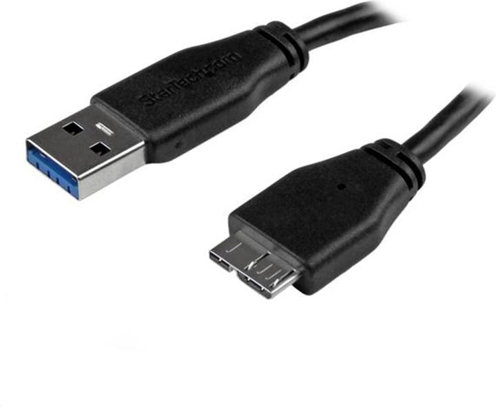 StarTech 15cm schlankes SuperSpeed USB 3.0 A auf Micro B Kabel - St/St - USB 3.0 Anschlusskabel - Schwarz (0.15 m, USB 3.2 Gen 1)