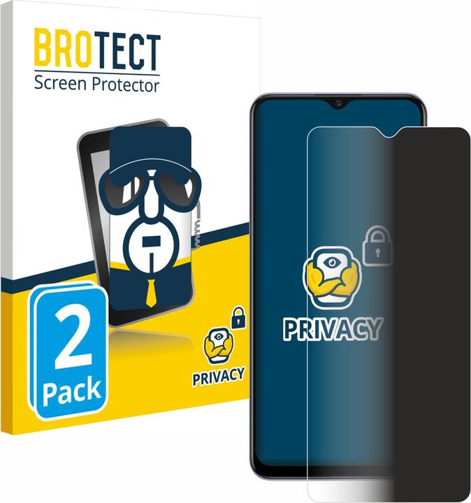 Productafbeelding BROTECT Anti-spionnetje privacyfolie Beschermfolie tegen blauw licht (2 Stuk, Vivo Y72 5G)