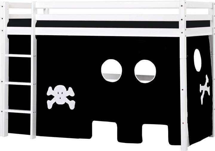 Produktbild Hoppekids BUNDLE BASIC Mittelhochbett 90x200cm mit Piraten Vorhang und Schaum-Matratzen (90x200)