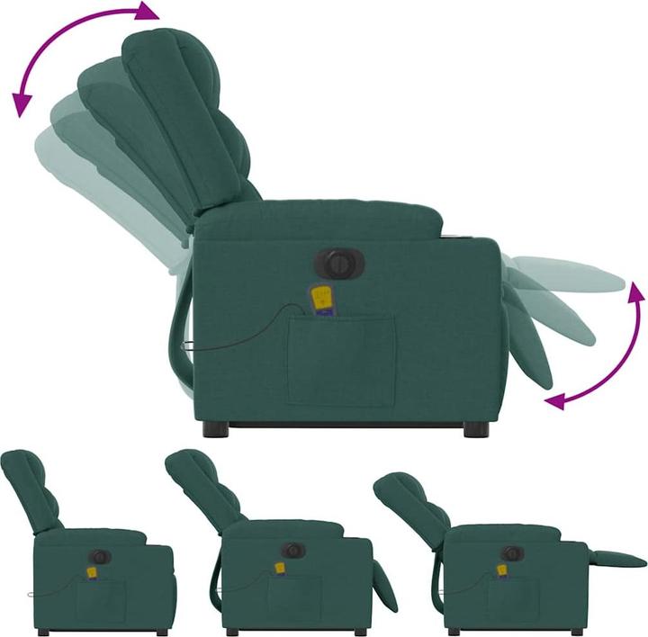 Immagine prodotto VidaXL Poltrona massaggiante elettrica con ausilio per la risalita Tessuto verde scuro