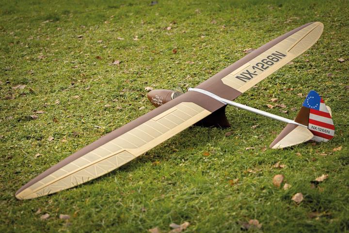 Actual product image Planet-Hobby Bowlus Baby BA-100 Albatross wooden kit vintage glider model, albatross (Glider)