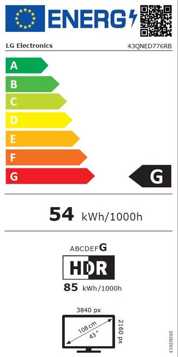 Energy Label LG 43QNED776RB (43", QNED, 4K, 2024)