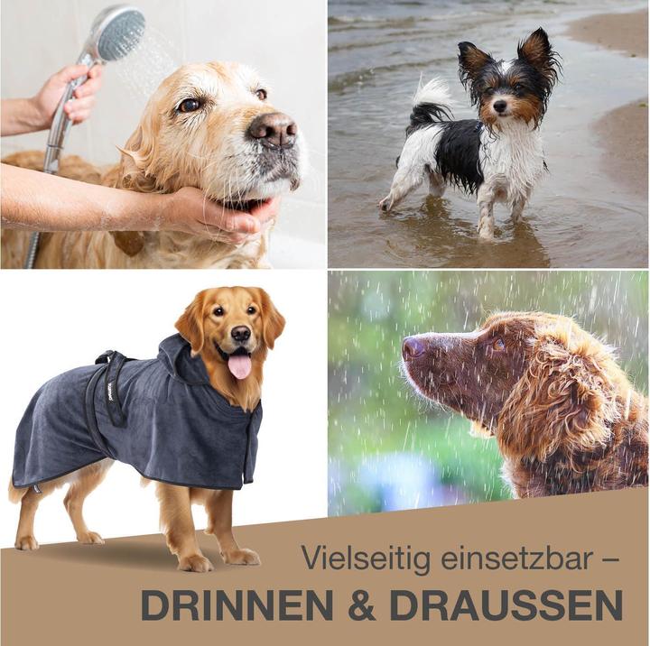 Immagine prodotto Fluffino Accappatoio Beige / Blu, M (M, Accappatoio per cani)