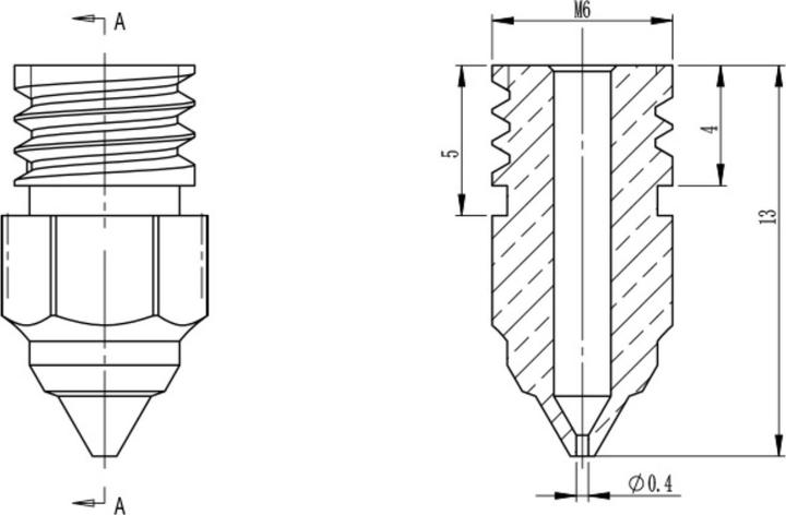 Produktbild Creality MK-HF Nickel beschichtete Kupfer Düse/Nozzle Kit 5Stk (Düse)