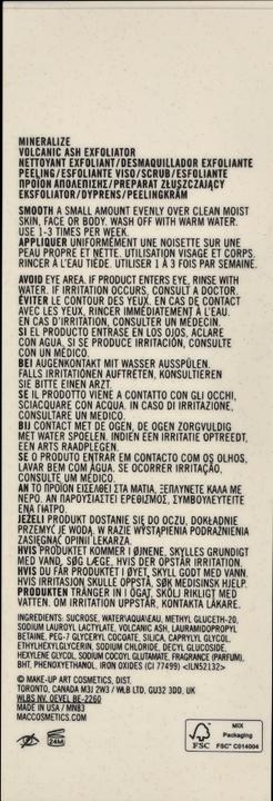 Image du produit MAC Cosmetics Exfoliant à base de cendres volcaniques Mineralize (Gommage, 100 ml)