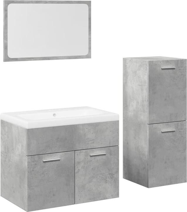 Immagine prodotto VidaXL Set di mobili da bagno Mobile per vanità Specchio da bagno Armadietto 4 pezzi grigio cemento