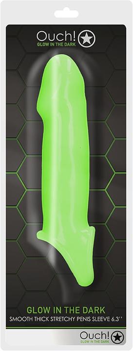 Actual product image Ouch! Smooth Thick Stretchy Penis Sleeve - Glow in the Dark