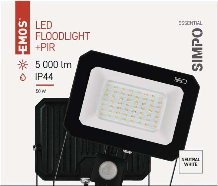 Image du produit Emos Réflecteur LED SIMPO avec capteur de mouvement, 50 W, blanc neutre (5000 lm)