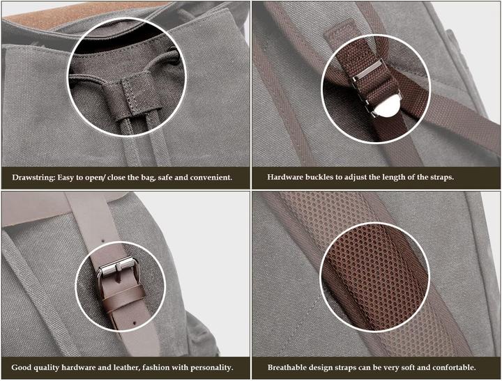 Immagine prodotto Only-Bags.Store Zaino da viaggio casual in pelle e tela, zaino da uomo retrò in tela di grande capacità 20-35L