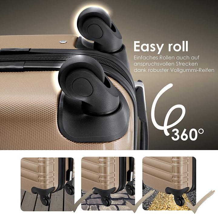 Produktbild Kesser Hartschalenkofferset, 4tlg., Champagne (120 l, Handgepäck (bis 50l), M (50 - 90l), L (90 - 115l), XL (ab 115l))