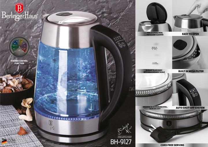 Produktbild BerlingerHaus Wasserkocher Glas 1.7L 360°-Drehfuss Chromstahl (1.70 l)
