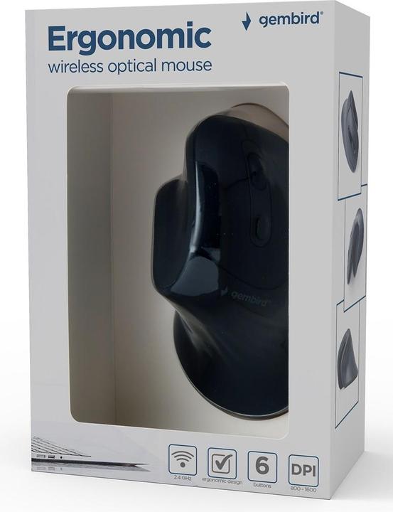 Actual product image Gembird Ergonomic mouse 6 buttons black (Wireless)