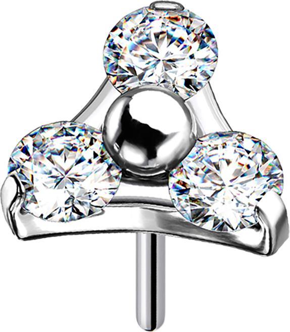 Produktbild Star Piercing Threadless silber Dreieck drei Kristalle silber (Titan G23)