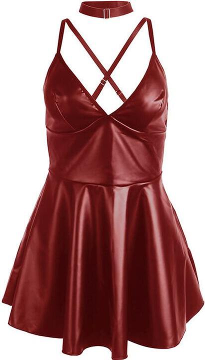 Subblime - 955403 KLEID MIT BURGUNDERROTEN LEDERTRÃ„GERN L/XL (XL)