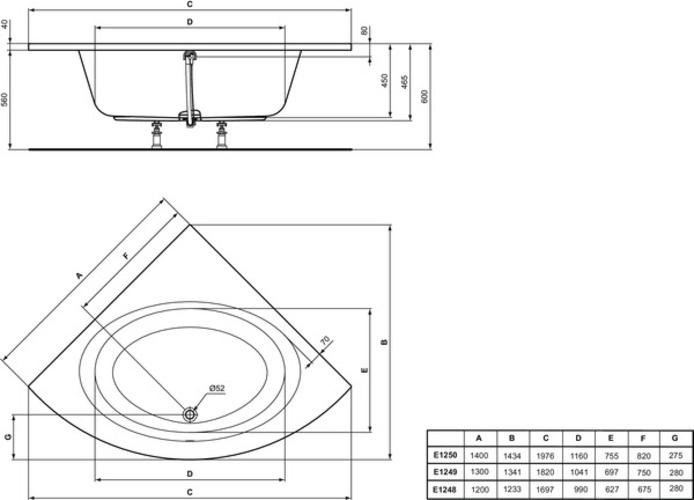 Actual product image Ideal Standard Connect Air corner bath 1300mm, E124901 (130 cm, 130 cm)