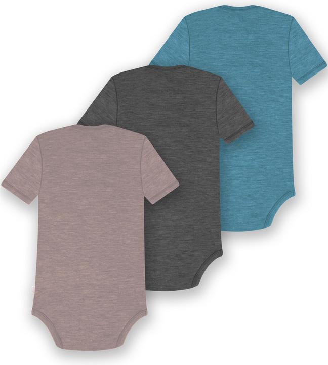 Actual product image Normani Set of 3 baby merino bodysuit short sleeves "Tauranga" - 9299 (56)