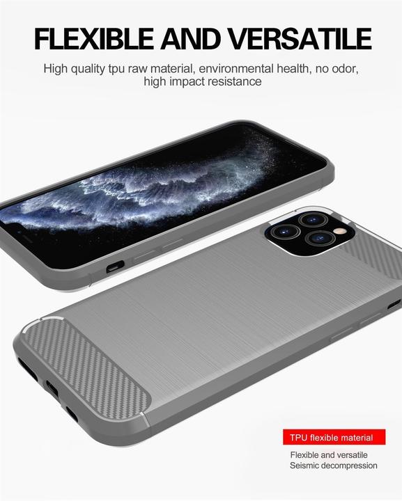 Produktbild Cadorabo TPU Ultra Slim carbon edelstahl Kombi Cover (Apple iPhone 11 Pro Max)