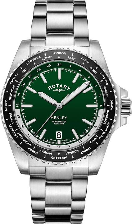 Immagine prodotto Rotary GB05370/78 Henley World Timer Orologio da uomo 41mm 10ATM (Orologio da polso analogico, 41 mm)