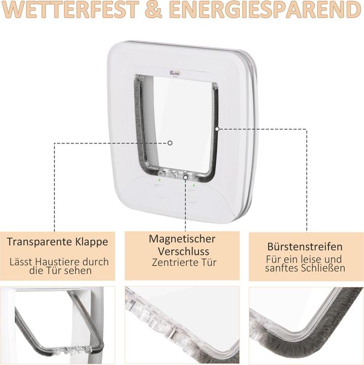 Produktbild PawHut Haustiertür mit 4 Wege Verriegelungssystem (Manuelle Katzenklappe)