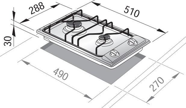 Produktbild De'Longhi De?Longhi I 23 D Edelstahl-Einbaukochfeld 30 cm Gas 2 Herd(e)