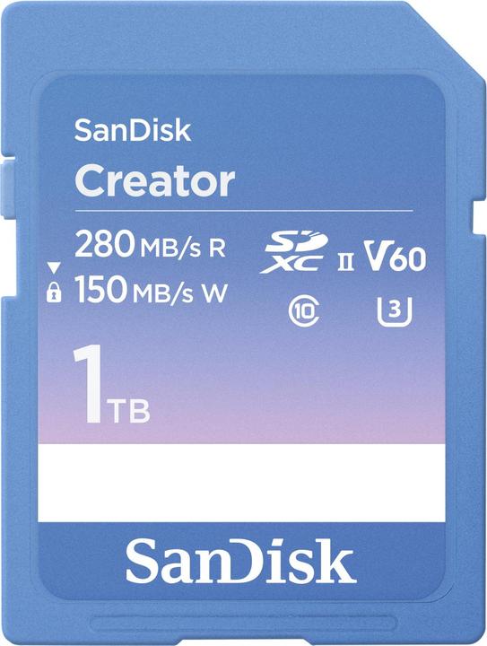 Image du produit SanDisk Creator UHS-II V60 (1000 Go, SDXC, U3, UHS-II)