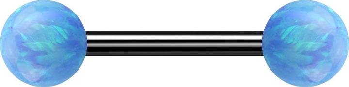 Image du produit Star Piercing Barbell noir avec deux boules opale bleu clair (sans laiton, Acier chirurgical 316L)