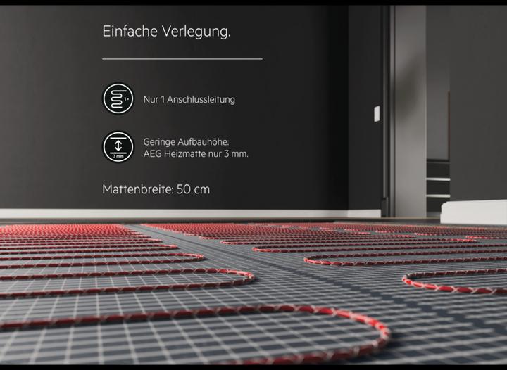 Produktbild AEG Haustechnik Basis Thermo Boden TBS TB 160/8, elektrische Fussbodenheizung, Heizmatte 8 m², 160 W/m²