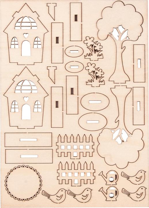Produktbild Rayher Holzbausatz "Gartenhäuser", 29-tlg.