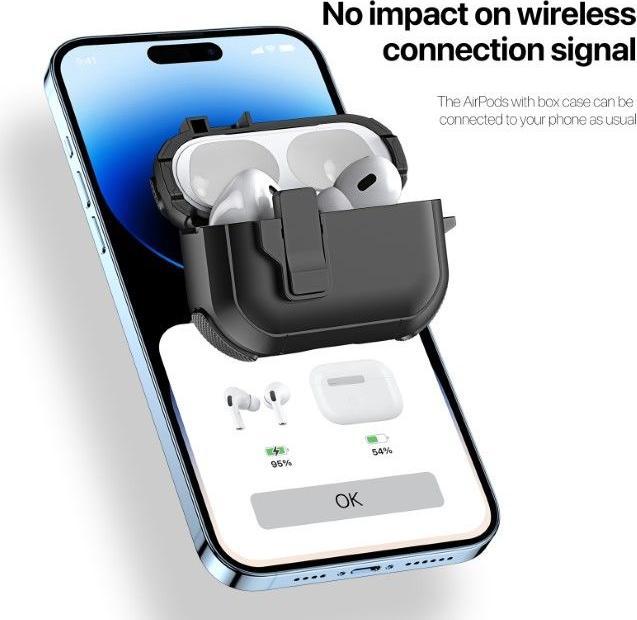 Productafbeelding Dux Ducis Headphone case - AirPods 4 PECP Series PC+TPU Cover with Hook White Pink (Hoes voor oplaadkoffer)