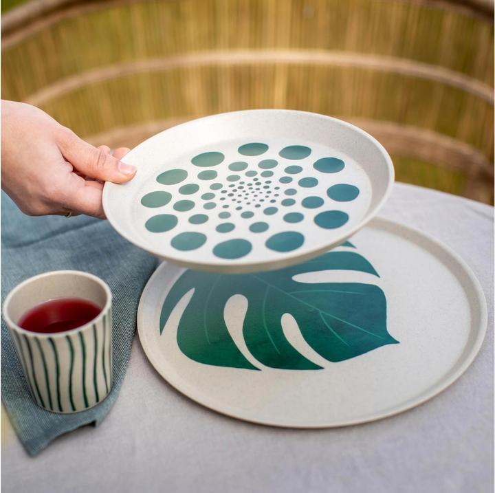 Actual product image Koziol Dinner Plate Connect Monstera 4 pieces,Beige/Green (4 x, 25.50 cm)