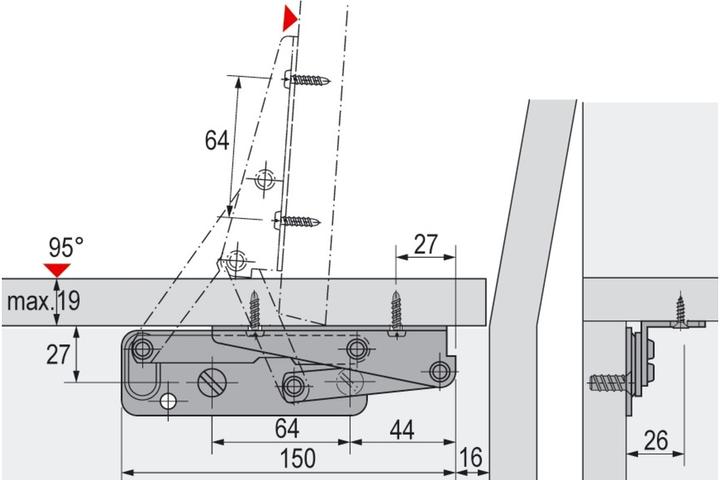 Produktbild Hettich Klappenstützen Schwenkfix (1 Stk.)