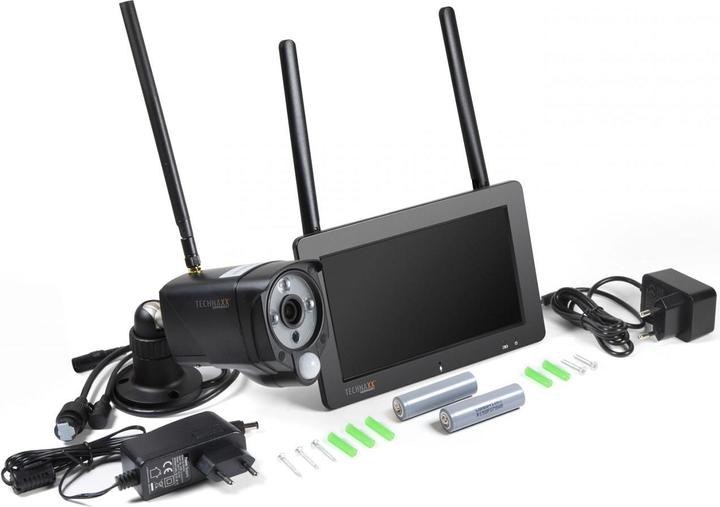 Immagine prodotto Technaxx Set di telecamere di sorveglianza wireless, ricevitore touchscreen da 7", 2 telecamere IP FullHD