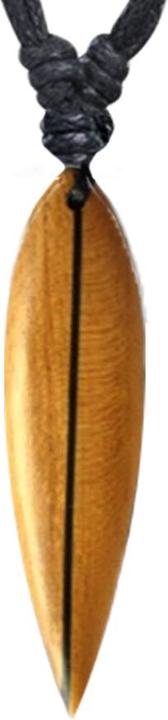 Produktbild Star Piercing Halskette schwarz Anhänger Surf Gravur Strich aus Teakholz (ohne Messing, Organisch)