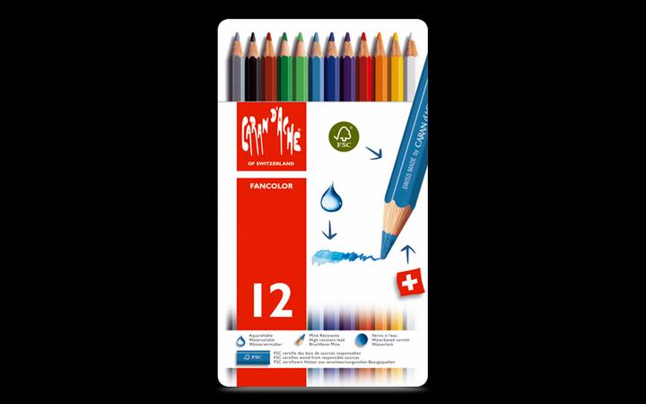 Actual product image Caran d'Ache Fancolor Farbstifte Metallschachtel (Multicoloured, 12 x)